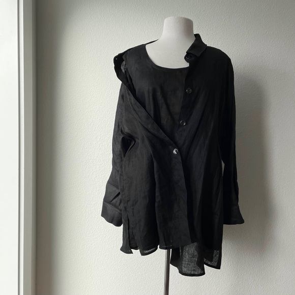 Caroline Rose Size 2X Top 100% Linen Easy Shirt Lagenlook Blouse SET Plus